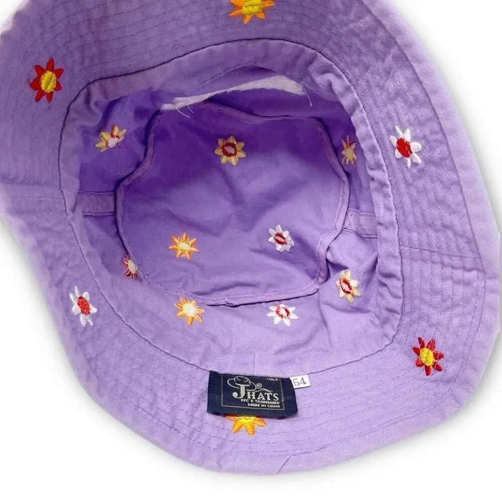 JHats Purple Flower Sun Bucket Hat Cap Child Size Vintage Ocean Breeze Waterpark